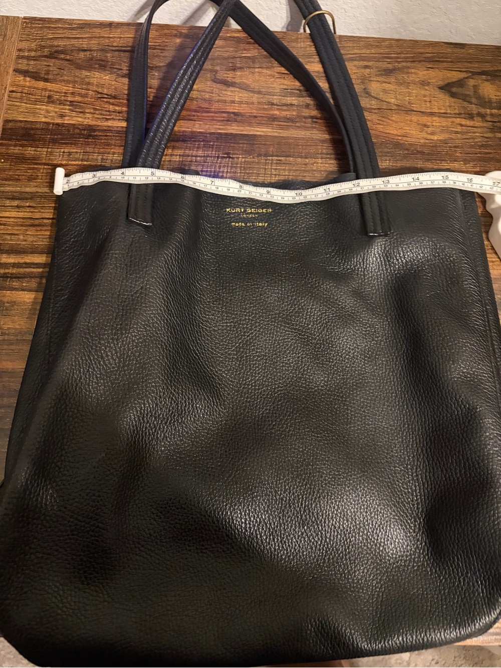 Kurt Geiger Black Leather Tote with Gold Hardware - Picture 13 of 13